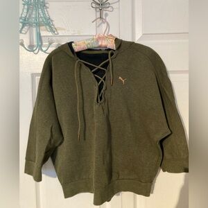 Puma Khaki Green Women’s Hoodie Sweater 3/4 sleeve